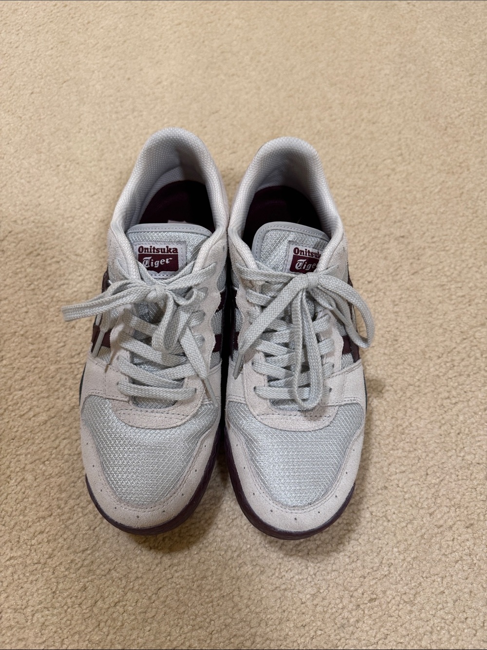 Onitsuka Tiger by Asics Women's White and Burgundy Low-Top Sneakers